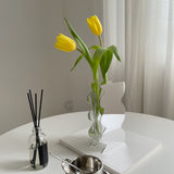 Flower Vase Modern Acrylic Decorative Unique Wavy Shape Vase for Bedroom Living Room Table Mirror - 45-Degree Angle