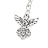 50 Pcs Angel Pendant Keychain Zinc Alloy Silver Vintage Exquisite Auspicious Meaning Guardian Angel Key Ring