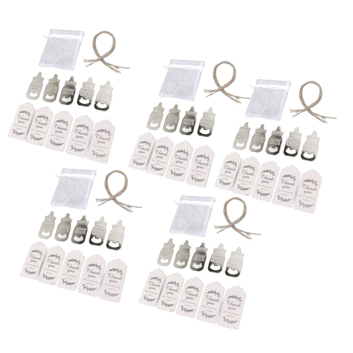 24 Set Baby Bottle Opener Zinc Alloy Cute Baby Bottle Shaped Bottle Opener Baby Shower Return Gift for Baby Shower Party Silver