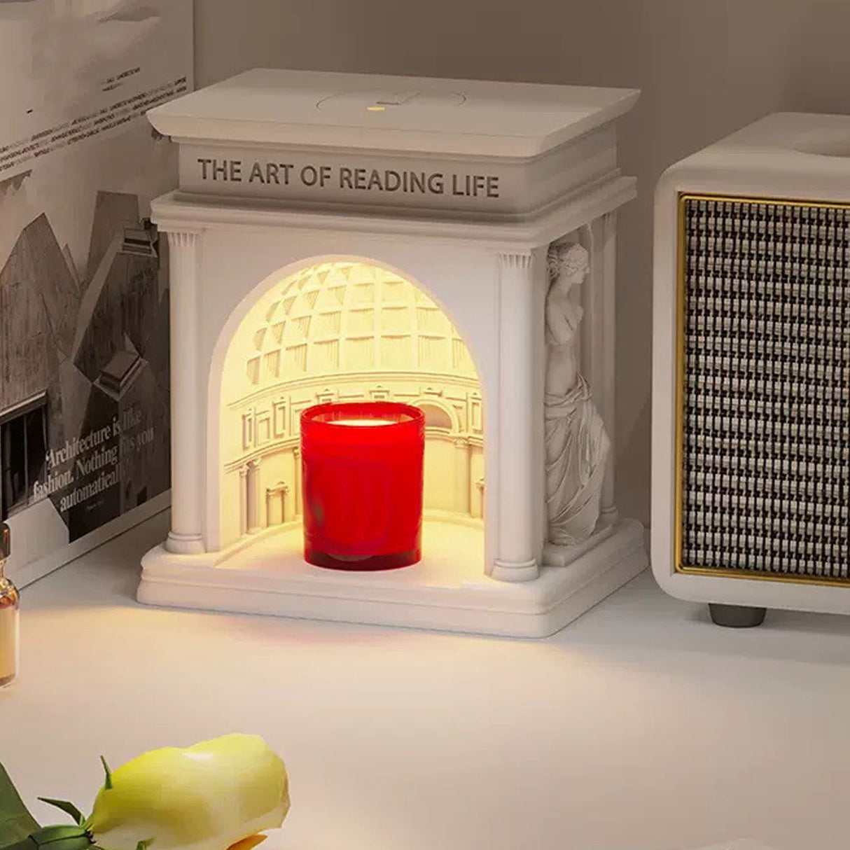 Candle Warmer Lamp Dimmable Decorative Palace Building Design Aroma Candle Melting Light for Bedroom CN Plug Candle Melting Lamp