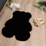 Cute Bedroom Rug Soft Bear Shaped Shaggy Floor Mat for Kids Teen Girls Room Floor Living Room Black 45x60