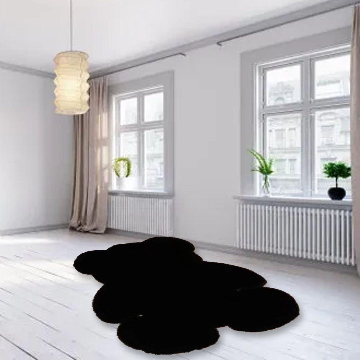 Cute Bedroom Rug Soft Bear Shaped Shaggy Floor Mat for Kids Teen Girls Room Floor Living Room Black 45x60