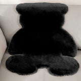 Cute Bedroom Rug Soft Bear Shaped Shaggy Floor Mat for Kids Teen Girls Room Floor Living Room Black 45x60