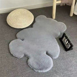 Cute Bedroom Rug Soft Bear Shaped Shaggy Floor Mat for Kids Teen Girls Room Floor Living Room Gray 45x60 - Rear View
