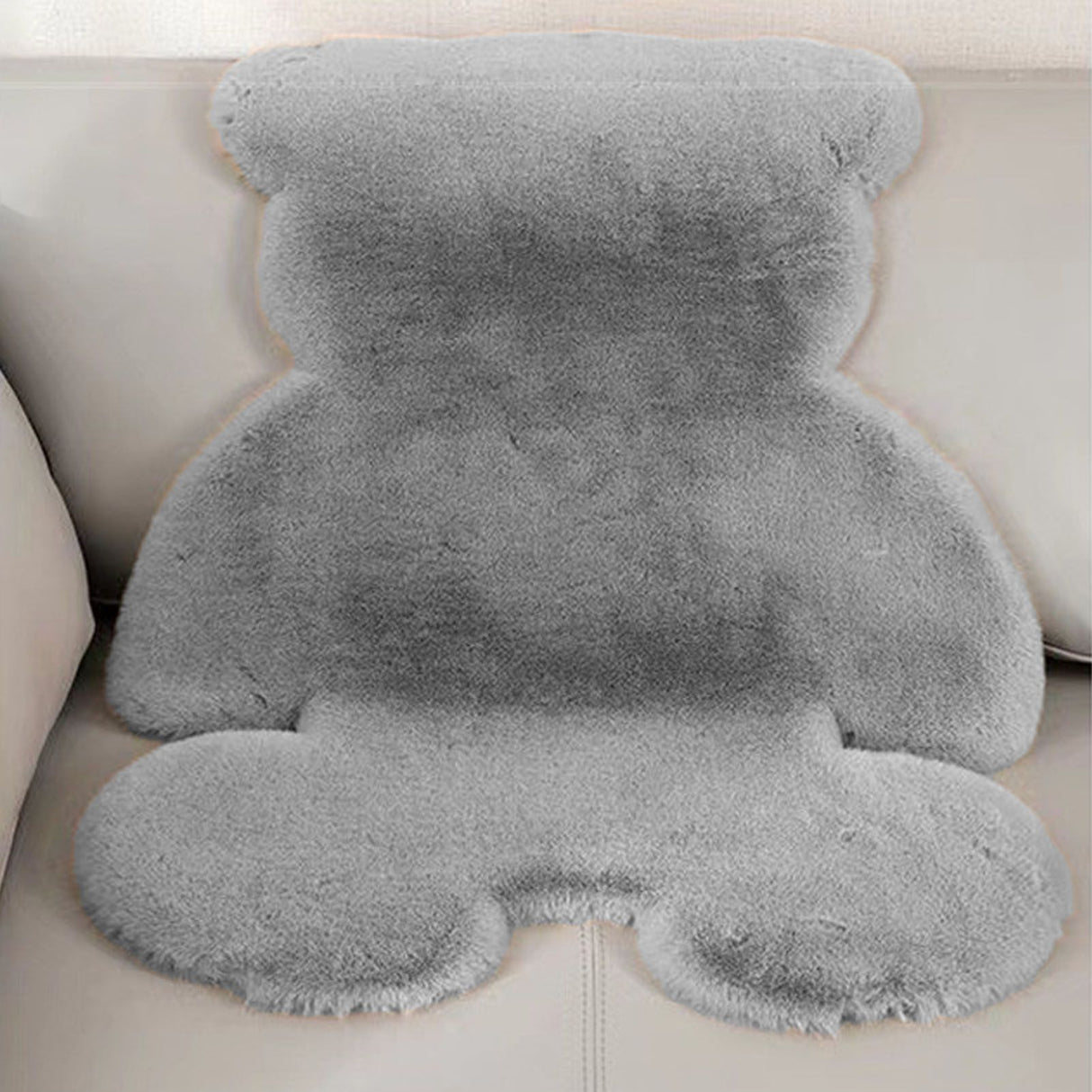 Cute Bedroom Rug Soft Bear Shaped Shaggy Floor Mat for Kids Teen Girls Room Floor Living Room Gray 45x60