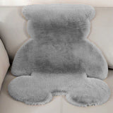 Cute Bedroom Rug Soft Bear Shaped Shaggy Floor Mat for Kids Teen Girls Room Floor Living Room Gray 45x60