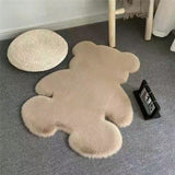 Cute Bedroom Rug Soft Bear Shaped Shaggy Floor Mat for Kids Teen Girls Room Floor Living Room Khaki 45x60 - 45-Degree Angle