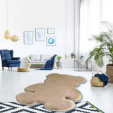 Cute Bedroom Rug Soft Bear Shaped Shaggy Floor Mat for Kids Teen Girls Room Floor Living Room Khaki 45x60