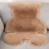 Cute Bedroom Rug Soft Bear Shaped Shaggy Floor Mat for Kids Teen Girls Room Floor Living Room Khaki 45x60