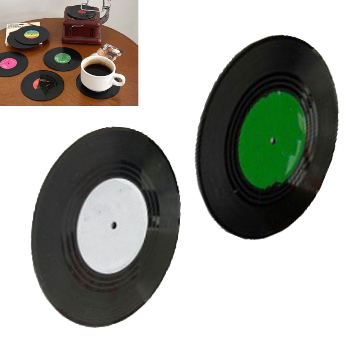 2pcs Record Coasters Retro Funny Unique Recordings Disk Coasters for Drink Bars Coffee