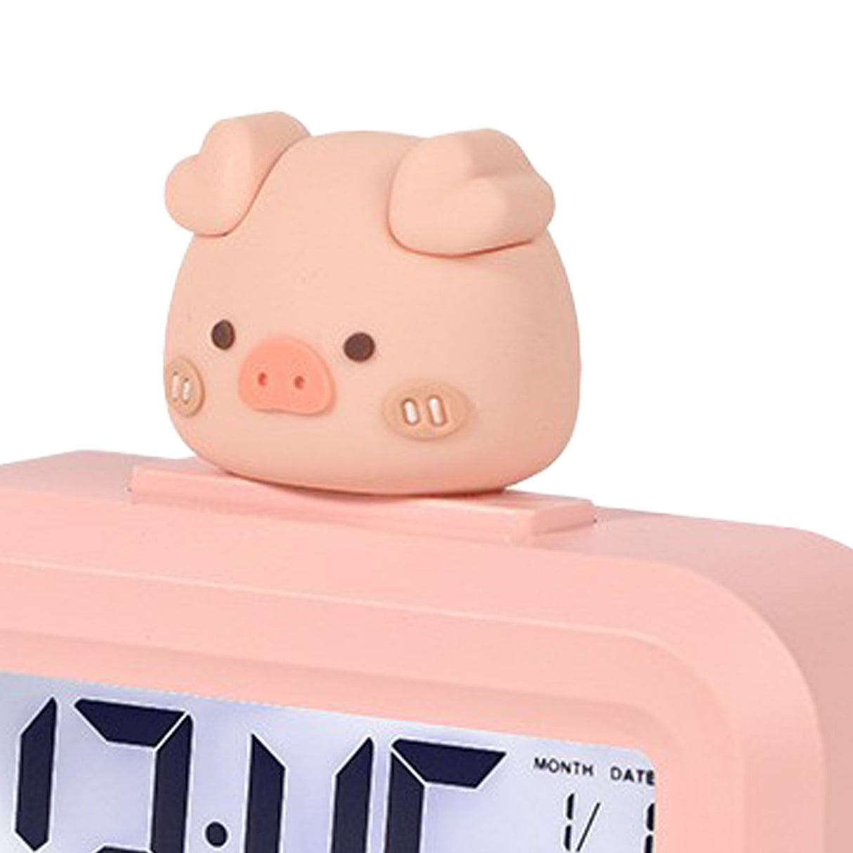 Electronic Clock Cute Cartoon LED Screen Desktop Electronic Alarm Data Time Calendar Temperature Clock Pink Piggy