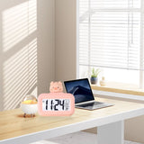 Electronic Clock Cute Cartoon LED Screen Desktop Electronic Alarm Data Time Calendar Temperature Clock Pink Piggy