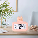 Electronic Clock Cute Cartoon LED Screen Desktop Electronic Alarm Data Time Calendar Temperature Clock Pink Piggy