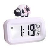 Electronic Clock Cute Cartoon LED Screen Desktop Electronic Alarm Data Time Calendar Temperature Clock White Sheep