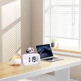 Electronic Clock Cute Cartoon LED Screen Desktop Electronic Alarm Data Time Calendar Temperature Clock White Sheep