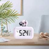 Electronic Clock Cute Cartoon LED Screen Desktop Electronic Alarm Data Time Calendar Temperature Clock White Sheep