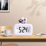 Electronic Clock Cute Cartoon LED Screen Desktop Electronic Alarm Data Time Calendar Temperature Clock White Sheep