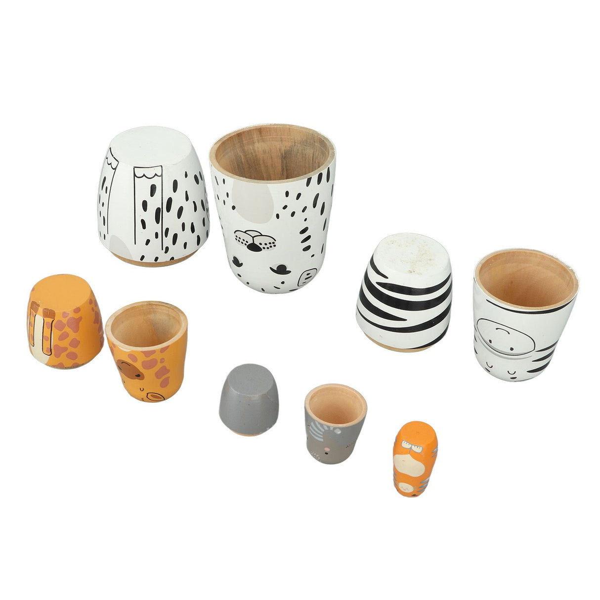 5Pcs Russian Nesting Dolls Hand Made Exquisite Wooden Animal Nesting Dolls for Christmas Gift House Decoration