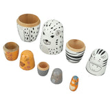 5Pcs Russian Nesting Dolls Hand Made Exquisite Wooden Animal Nesting Dolls for Christmas Gift House Decoration