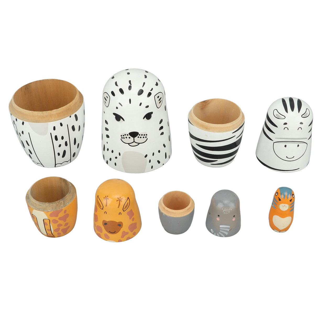 5Pcs Russian Nesting Dolls Hand Made Exquisite Wooden Animal Nesting Dolls for Christmas Gift House Decoration