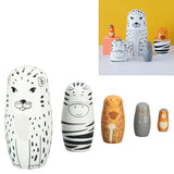 5Pcs Russian Nesting Dolls Hand Made Exquisite Wooden Animal Nesting Dolls for Christmas Gift House Decoration