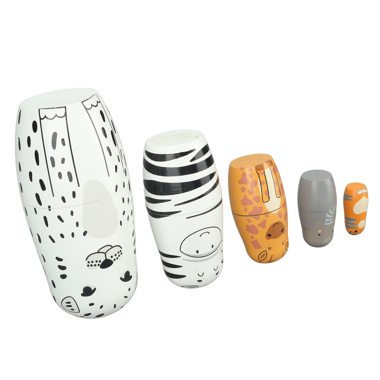 5Pcs Russian Nesting Dolls Hand Made Exquisite Wooden Animal Nesting Dolls for Christmas Gift House Decoration