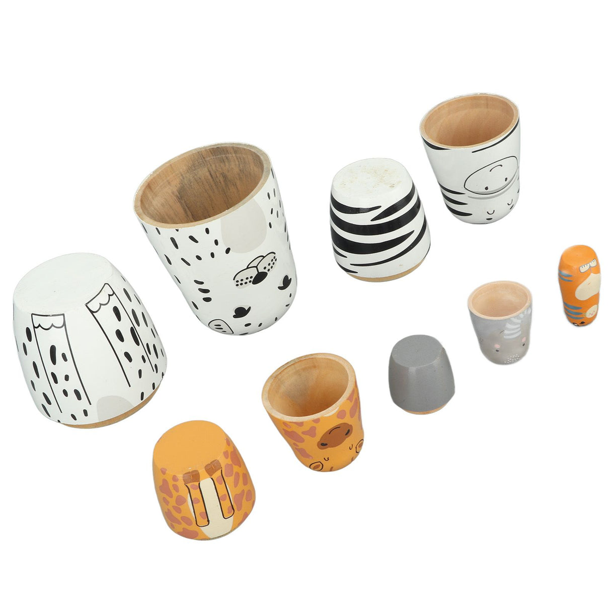 5Pcs Russian Nesting Dolls Hand Made Exquisite Wooden Animal Nesting Dolls for Christmas Gift House Decoration