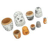 5Pcs Russian Nesting Dolls Hand Made Exquisite Wooden Animal Nesting Dolls for Christmas Gift House Decoration