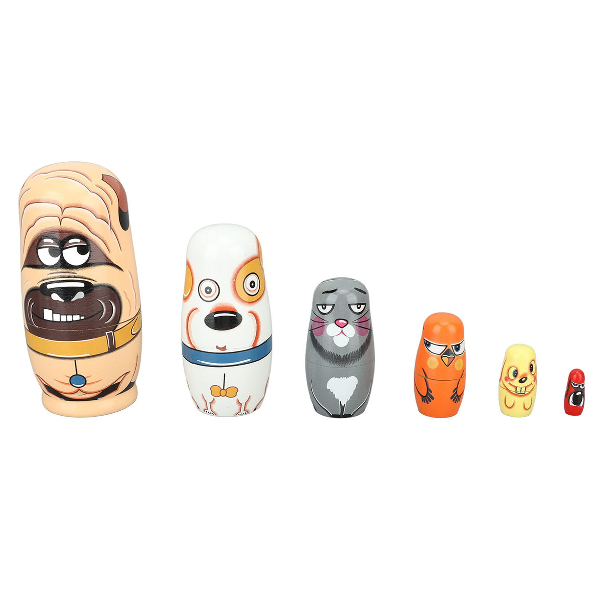 6PCS Dog Nesting Dolls Wooden Handmade Decorative Russian Nesting Doll Toy for Kids Christmas Birthday Wishing Gift