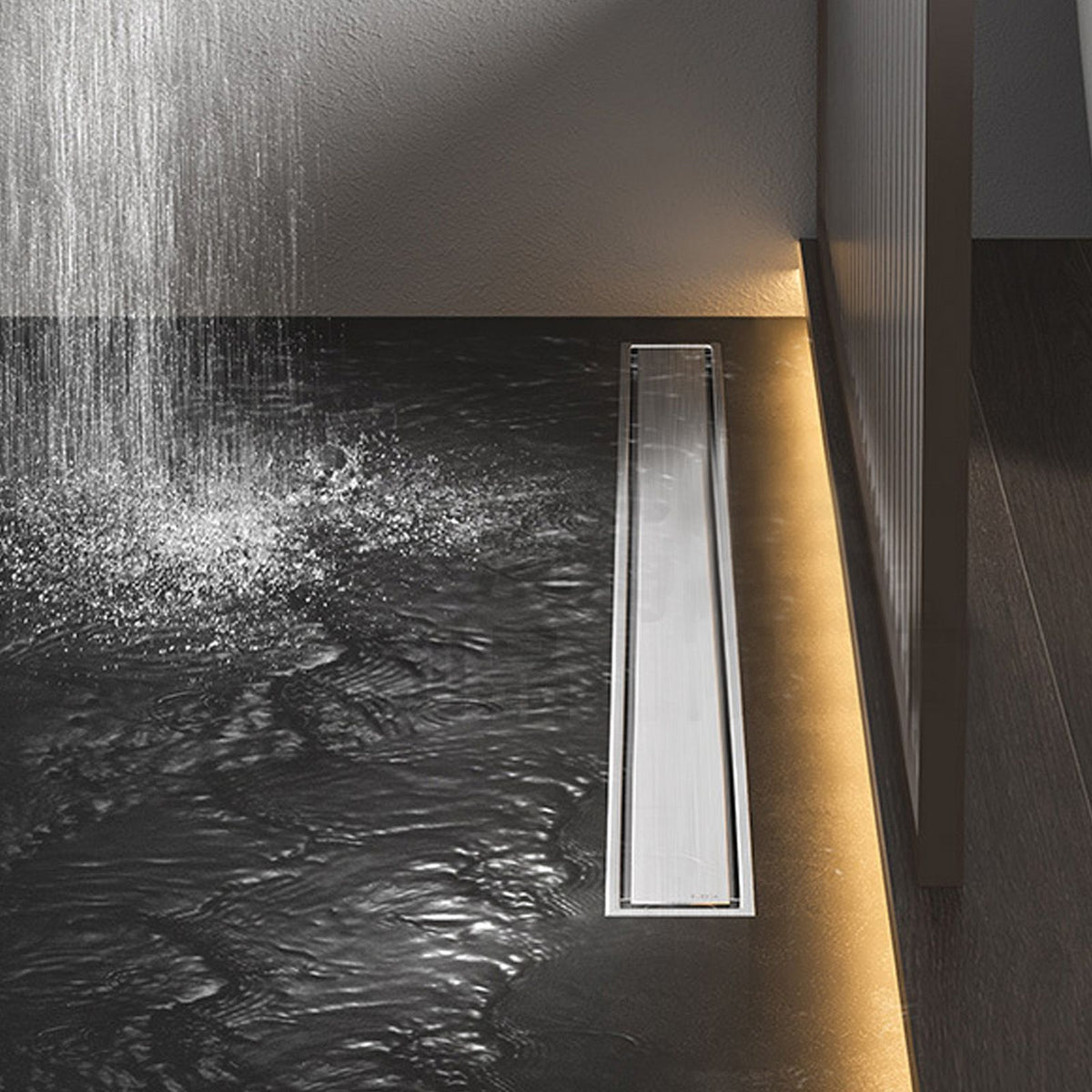 Rectangular Floor Drain Water Barrier Function Avoid Clogging Stainless Steel Shower Linear Drain for Kitchen Hotel