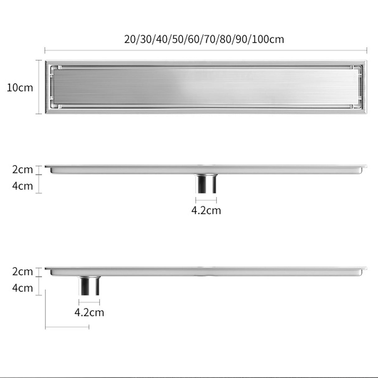 Rectangular Floor Drain Water Barrier Function Avoid Clogging Stainless Steel Shower Linear Drain for Kitchen Hotel