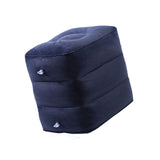 7pcs Inflatable Travel Foot Rest Pillow Height Adjustable 3 Layers Kids Airplane Bed for Airplane Car Bus Travel Navy Blue - Top-Down View