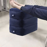 7pcs Inflatable Travel Foot Rest Pillow Height Adjustable 3 Layers Kids Airplane Bed for Airplane Car Bus Travel Navy Blue