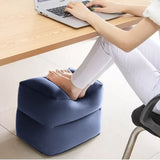 7pcs Inflatable Travel Foot Rest Pillow Height Adjustable 3 Layers Kids Airplane Bed for Airplane Car Bus Travel Navy Blue