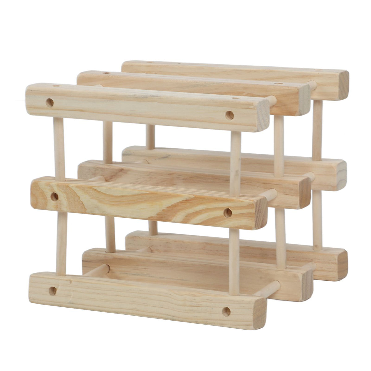 Wine Rack Wood Stackable Modular Wine Rack Wine Holder Free Standing For Kitchen Bar Countertop 6 Bottle