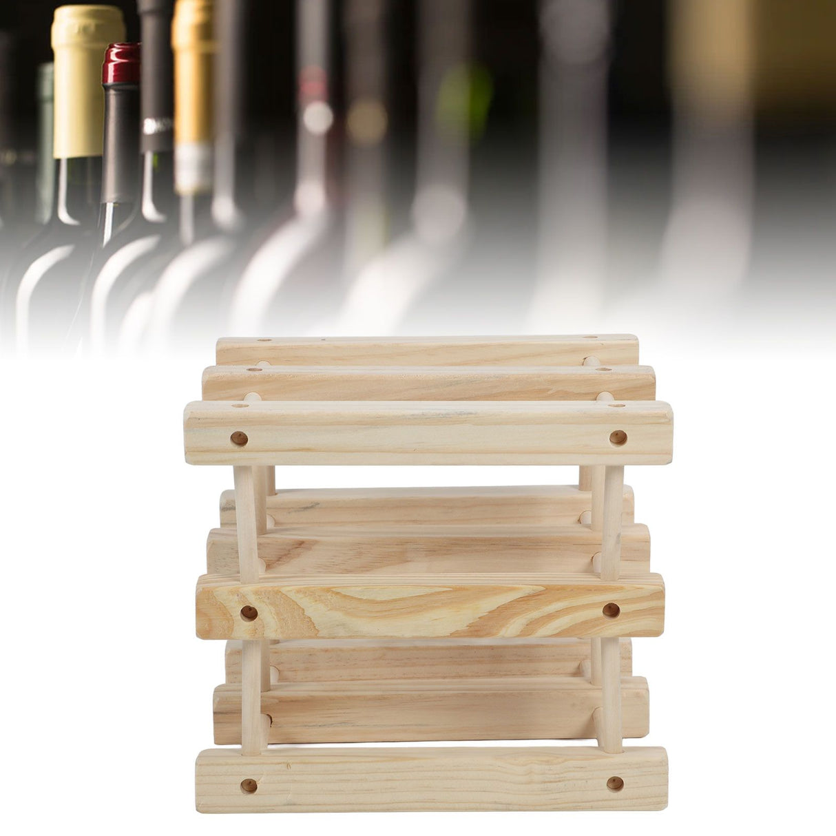 Wine Rack Wood Stackable Modular Wine Rack Wine Holder Free Standing For Kitchen Bar Countertop 6 Bottle