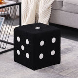 Foot Stool Soft Comfortable Simple Warm Sturdy Base Cube Stool for Home Living Room Bedroom Black 20x20x20cm - Rear View
