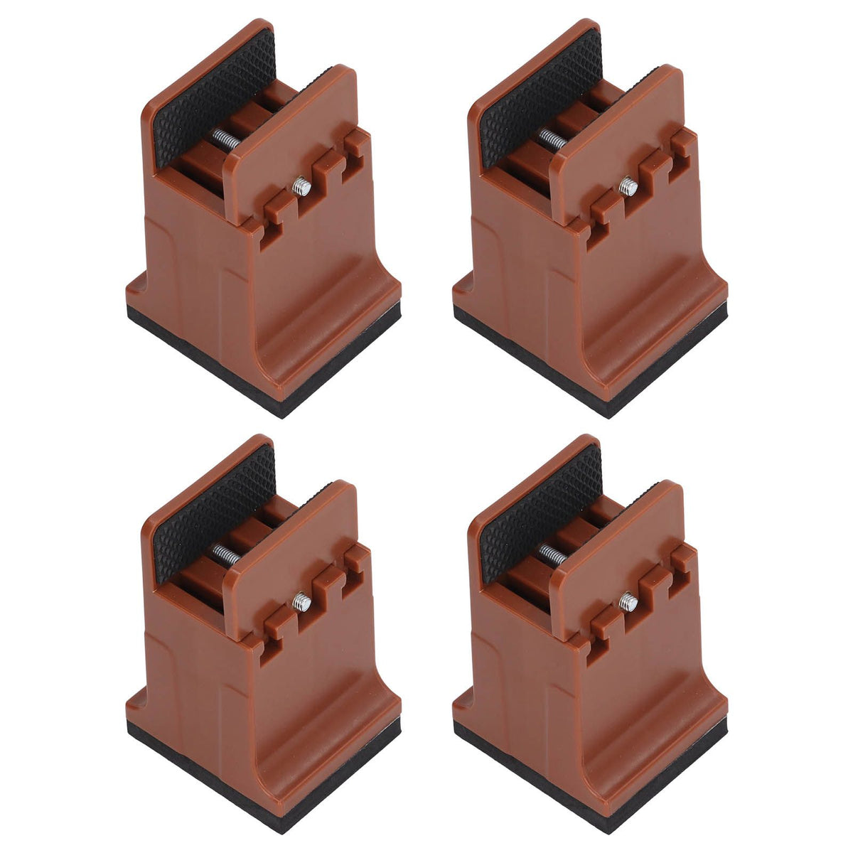 4pcs Adjustable Furniture Risers with Screw Clamp Rubber Bed Couch Risers for Heavy Duty Furniture Brown