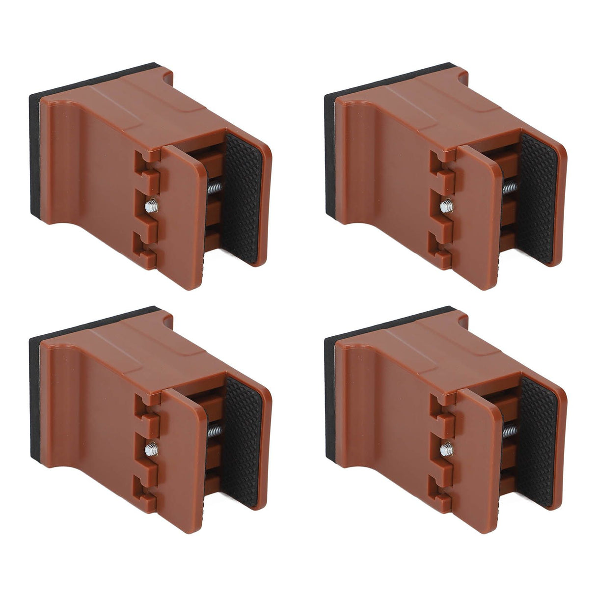 4pcs Adjustable Furniture Risers with Screw Clamp Rubber Bed Couch Risers for Heavy Duty Furniture Brown