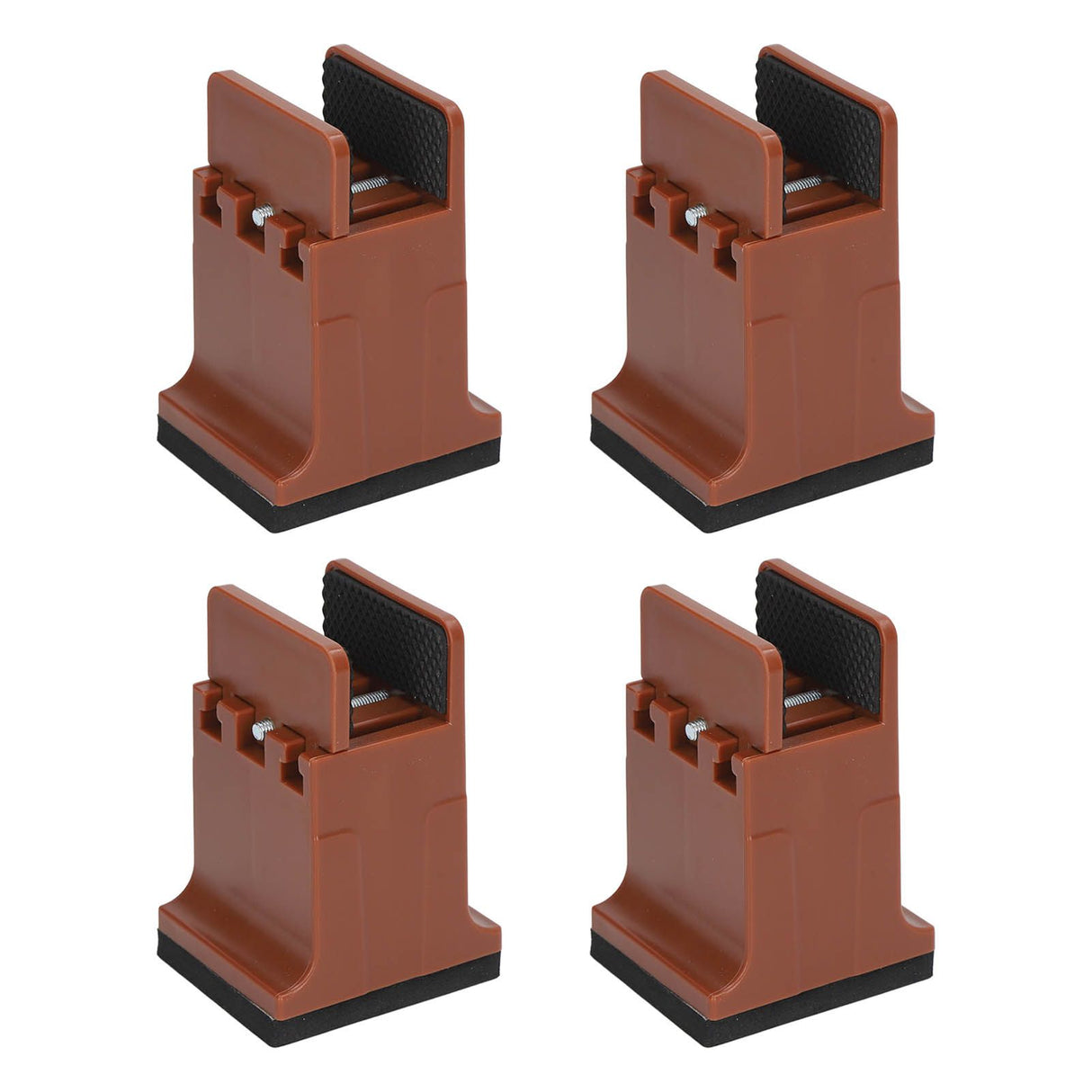 4pcs Adjustable Furniture Risers with Screw Clamp Rubber Bed Couch Risers for Heavy Duty Furniture Brown
