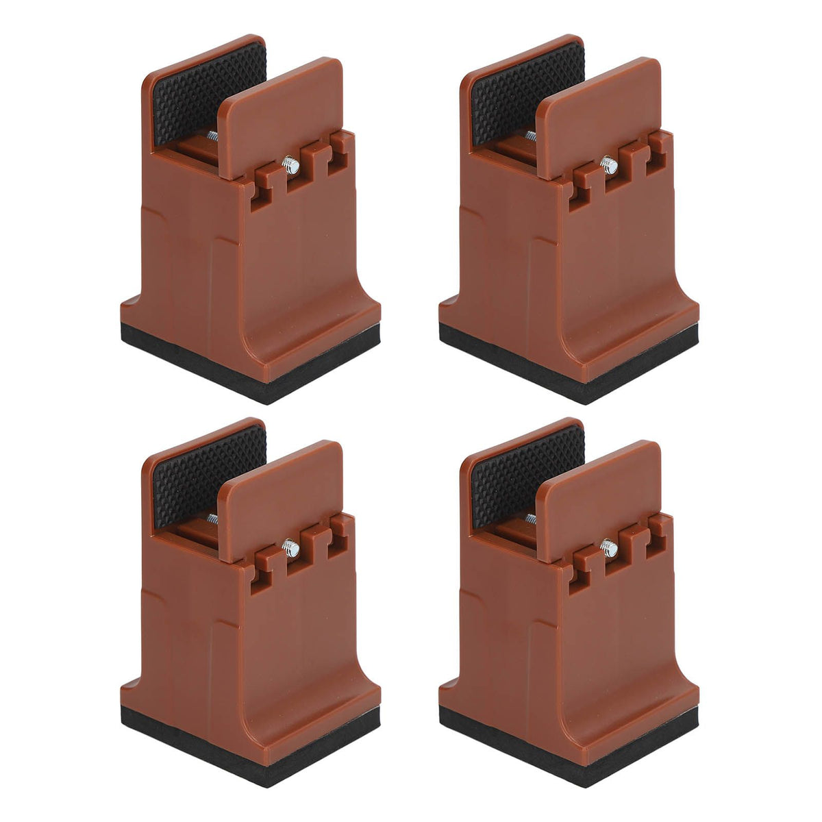 4pcs Adjustable Furniture Risers with Screw Clamp Rubber Bed Couch Risers for Heavy Duty Furniture Brown