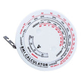 Round BMI Measuring Tape Automatic Retractable Waistline Tape Calculator Portable Health Tape Measures Tools White - Front View
