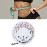 Round BMI Measuring Tape Automatic Retractable Waistline Tape Calculator Portable Health Tape Measures Tools White - Rear View