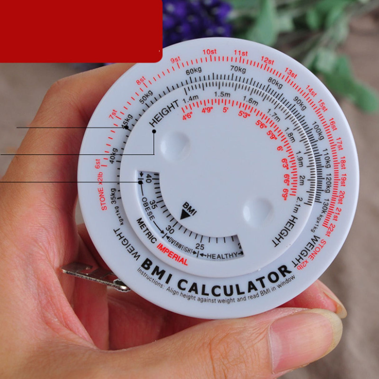 Round BMI Measuring Tape Automatic Retractable Waistline Tape Calculator Portable Health Tape Measures Tools White
