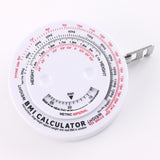 Round BMI Measuring Tape Automatic Retractable Waistline Tape Calculator Portable Health Tape Measures Tools White - Extra Image
