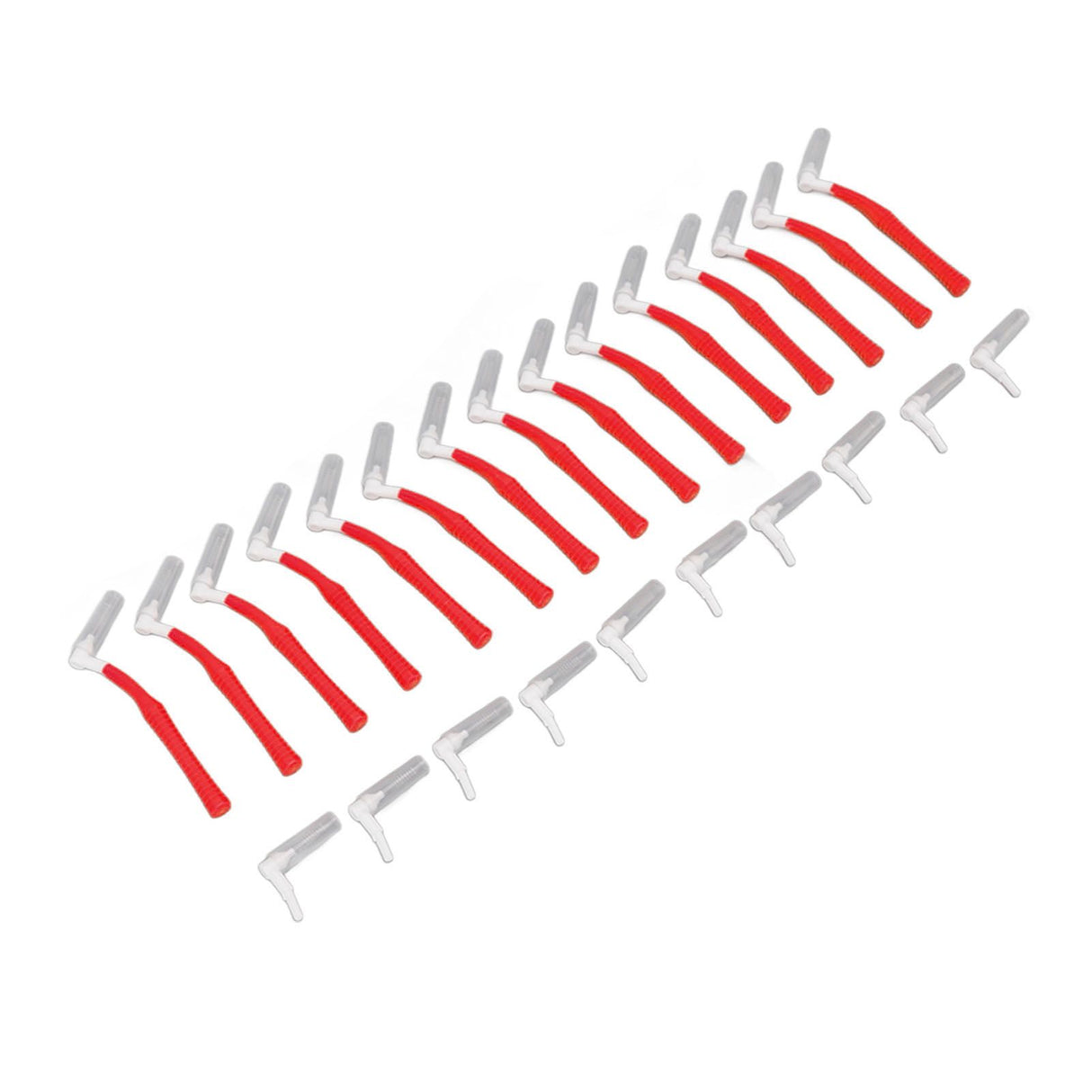 25Pcs L Shape Push Pull Interdental Brush Oral Care Teeth Whitening Dental Tooth Pick Tooth Orthodontic Cleaning Brush Red