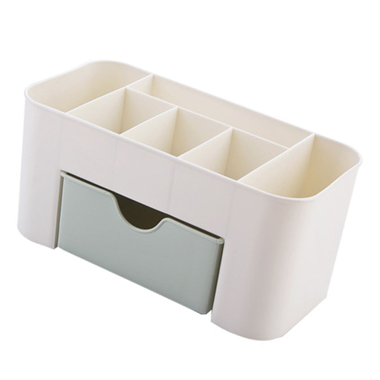 Cosmetics Makeup Organizer PP Multifunctional 6 Compartments Makeup Desk Organizer with Drawer Green