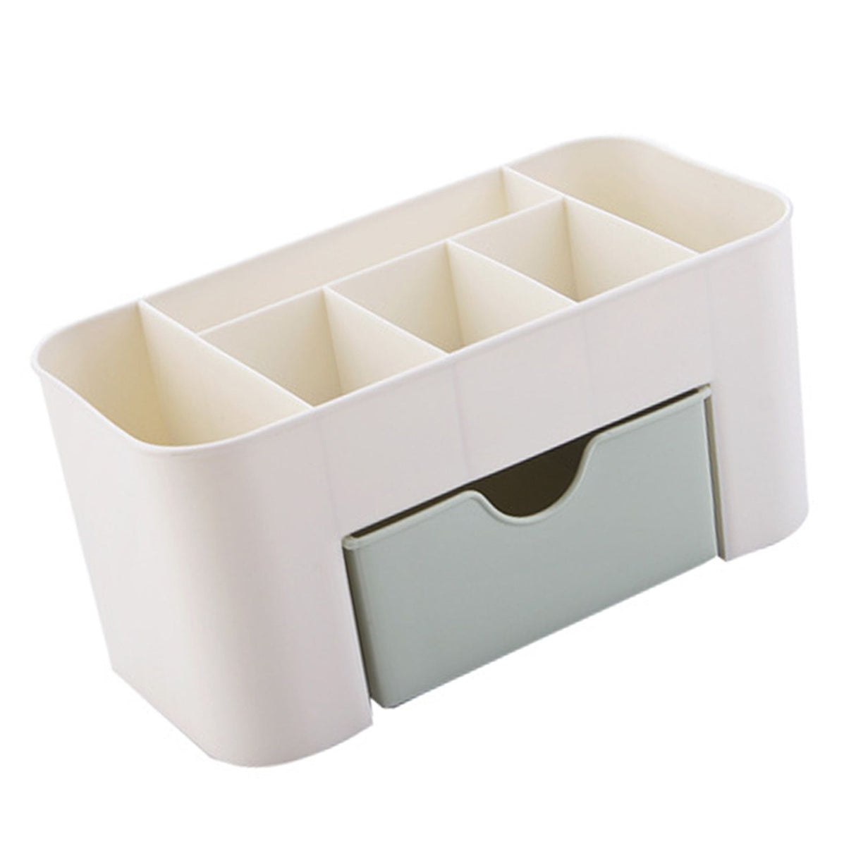 Cosmetics Makeup Organizer PP Multifunctional 6 Compartments Makeup Desk Organizer with Drawer Green