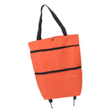 Shopping Cart Foldable Bag Large Capacity Zipper Design Oxford Cloth with Wheel for Camping Orange - Side View