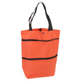Shopping Cart Foldable Bag Large Capacity Zipper Design Oxford Cloth with Wheel for Camping Orange